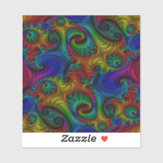 Trippy psychedelische fractale regenboog sticker