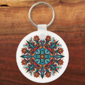 Trippy Psychedelische Groovy Paddenstoel Mandala O Sleutelhanger (Voorkant)