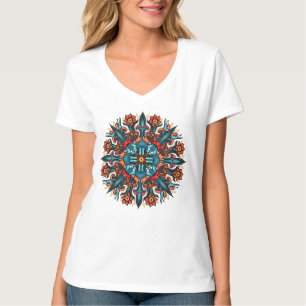Trippy Psychedelische Groovy Paddenstoel Mandala O T-shirt