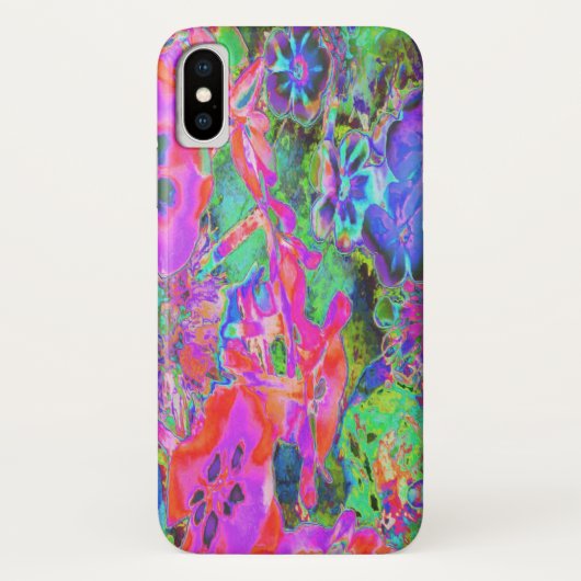 Trippy Psychedelische Heet Roze en Paarse Bloemen Case-Mate iPhone Case (Achterkant)