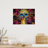 Trippy psychedelische kleurrijke schedel, blacklig poster (Keuken)