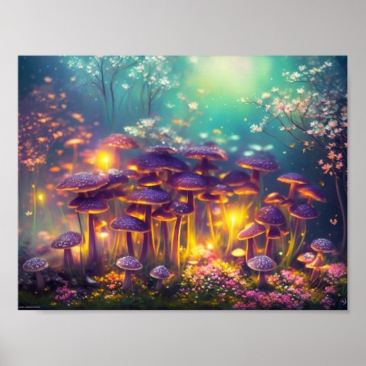Trippy Psychedelische Magische Paddenstoelen Digit Poster (Voorkant)