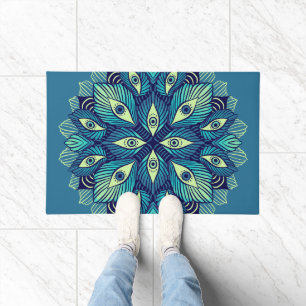 Trippy Psychedelische Ogen Floral Art – Surrealist Deurmat