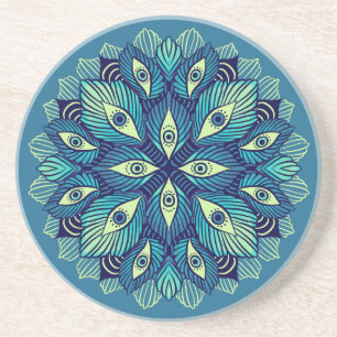 Trippy Psychedelische Ogen Floral Art – Surrealist Zandsteen Onderzetter