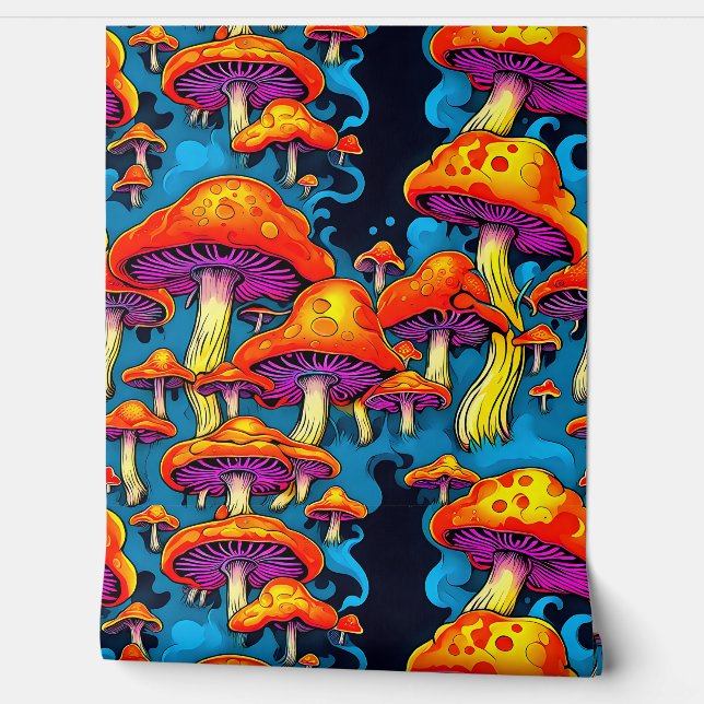 Trippy Psychedelische Paddestoelen met een  Vibe Behang (Afrollen)