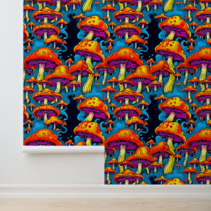 Trippy Psychedelische Paddestoelen met een  Vibe Behang