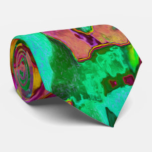 Trippy Psychedelische Smaragdgroene Bloemen Stropdas