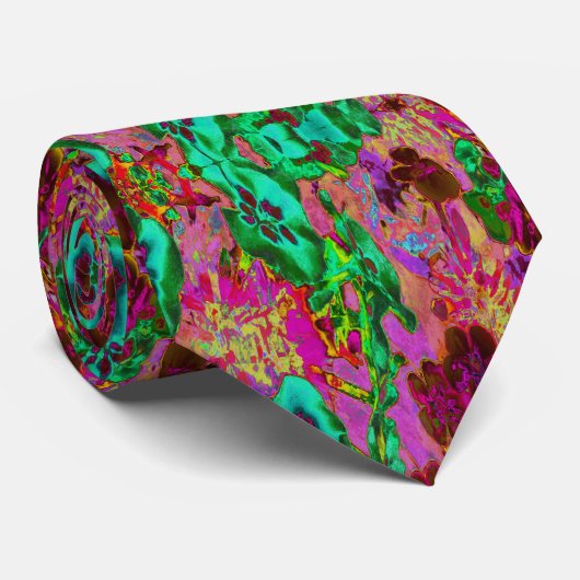 Trippy Psychedelische Smaragdgroene Bloemen Stropdas (Opgerold)