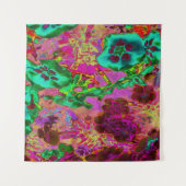 Trippy Psychedelische Smaragdgroene Bloemen Wandkleed (Voorkant (horizontaal))