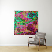 Trippy Psychedelische Smaragdgroene Bloemen Wandkleed (In Situ (horizontaal))