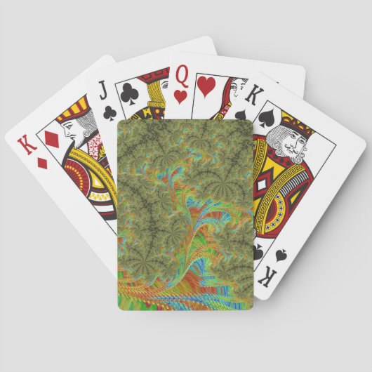 Trippy Psychedelische Spiraal Fractale Kunst Pokerkaarten (Achterkant)