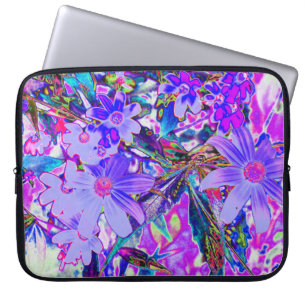 Trippy Purple and Magenta Colorful Wildflowers Laptop Sleeve