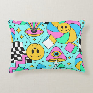 Trippy rainbow 60s pop psychodelic seamless patter accent kussen