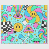 Trippy rainbow 60s pop psychodelic seamless patter cadeaupapier (Vlak)