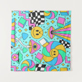 Trippy rainbow 60s pop psychodelic seamless patter wandkleed (Voorkant (horizontaal))