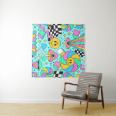 Trippy rainbow 60s pop psychodelic seamless patter wandkleed (In Situ (horizontaal))