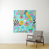 Trippy rainbow 60s pop psychodelic seamless patter wandkleed (In situ)