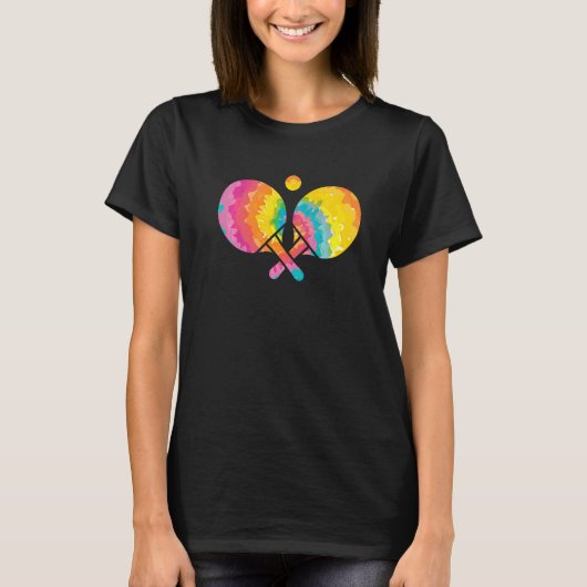 Trippy Rainbow Hippie Tie Dye Tafeltennis T-shirt (Voorkant)