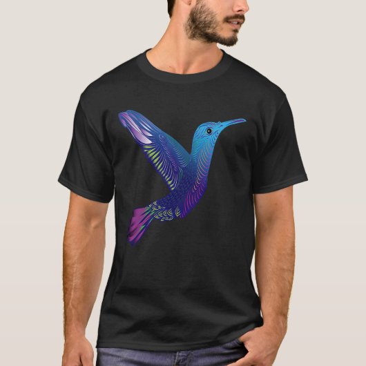 Trippy Rainbow Hummingbird Psychedelic Winged Crea T-shirt (Voorkant)