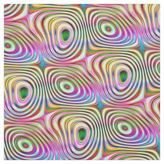 Trippy Rainbow-kleuren rond vierkantspatroon Stof (Swatch)