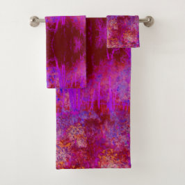 Trippy Red en Magenta Impressionistic Landschap Bad Handdoek