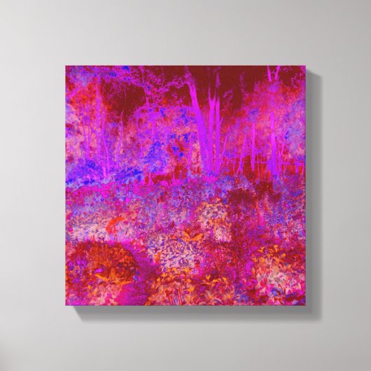 Trippy Red en Magenta Impressionistic Landschap Canvas Afdruk (Voorkant)