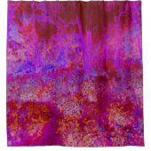 Trippy Red en Magenta Impressionistic Landschap Douchegordijn (Voorkant)