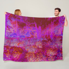 Trippy Red en Magenta Impressionistic Landschap Fleece Deken