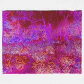 Trippy Red en Magenta Impressionistic Landschap Fleece Deken (Voorkant (Horizontaal))