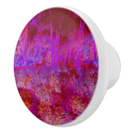 Trippy Red en Magenta Impressionistic Landschap Keramische Knop