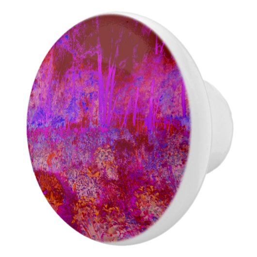 Trippy Red en Magenta Impressionistic Landschap Keramische Knop (Rechts)
