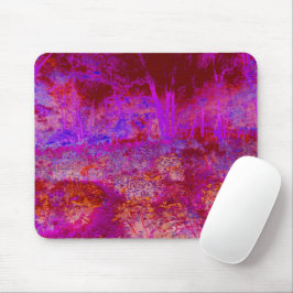 Trippy Red en Magenta Impressionistic Landschap Muismat