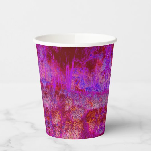 Trippy Red en Magenta Impressionistic Landschap Papieren Bekers (Links)