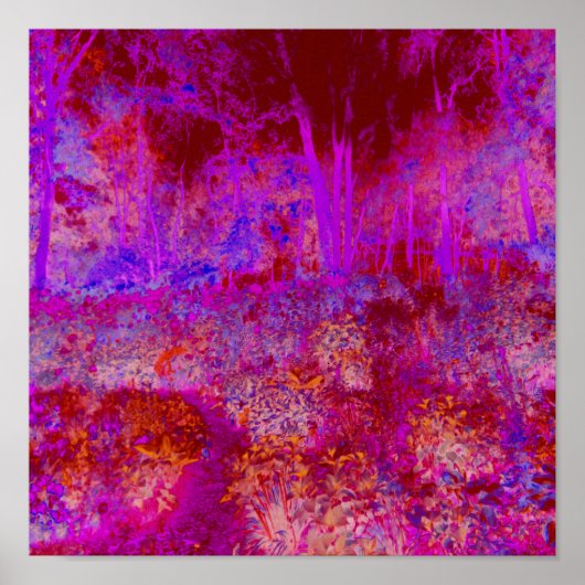 Trippy Red en Magenta Impressionistic Landschap Poster (Voorkant)