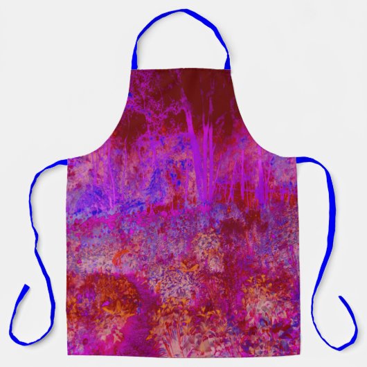 Trippy Red en Magenta Impressionistic Landschap Schort (Voorkant)