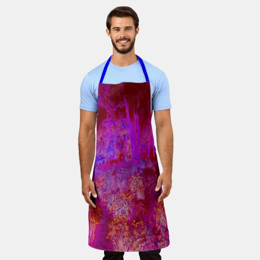 Trippy Red en Magenta Impressionistic Landschap Schort (Gedragen)