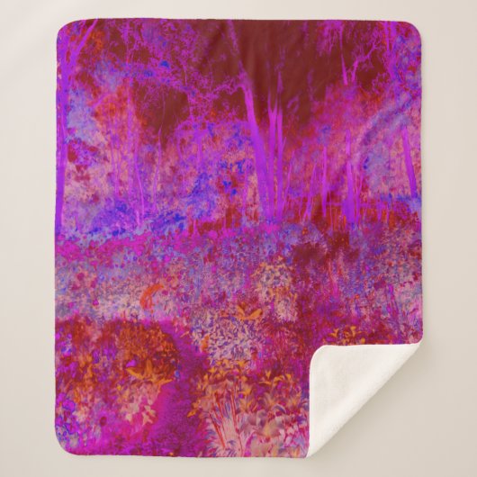 Trippy Red en Magenta Impressionistic Landschap Sherpa Deken (Voorkant)