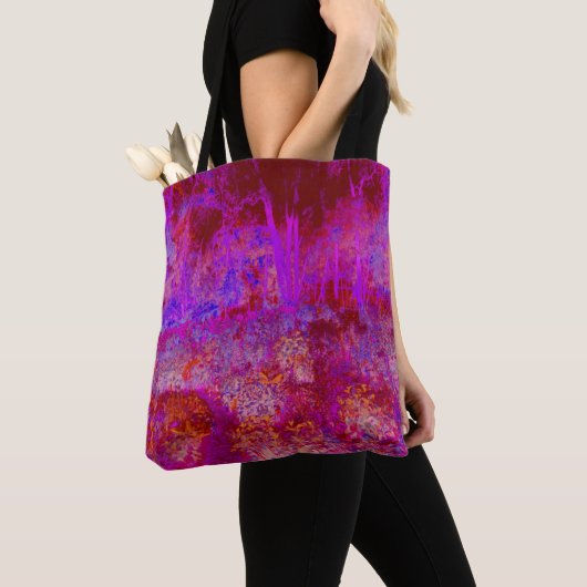 Trippy Red en Magenta Impressionistic Landschap Tote Bag (Dichtbij)