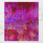 Trippy Red en Magenta Impressionistic Landschap Wijn Etiket (Enkel label)