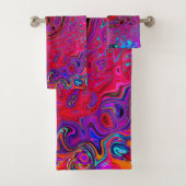 Trippy Red en Paars Abstract Retro vloeibare werve Bad Handdoek (Insitu)