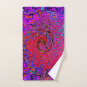 Trippy Red en Paars Abstract Retro vloeibare werve Bad Handdoek (Handdoek)