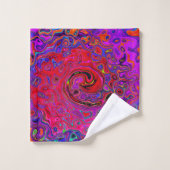 Trippy Red en Paars Abstract Retro vloeibare werve Bad Handdoek (Wasdoekje)