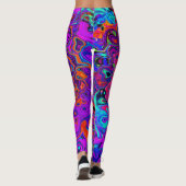 Trippy Red en Paars Abstract Retro vloeibare werve Leggings (Achterkant)