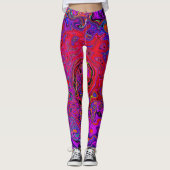 Trippy Red en Paars Abstract Retro vloeibare werve Leggings (Voorkant)