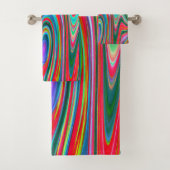Trippy Red, Green and Blue Abstract Groovy Art Bad Handdoek (Insitu)