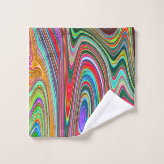 Trippy Red, Green and Blue Abstract Groovy Art Bad Handdoek (Wasdoekje)