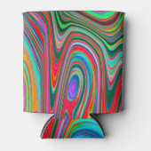 Trippy Red, Green and Blue Abstract Groovy Art Blikjeskoeler (Voorkant)