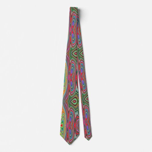 Trippy Red, Green and Blue Abstract Groovy Art Stropdas (Voorkant)
