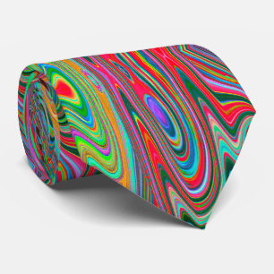 Trippy Red, Green and Blue Abstract Groovy Art Stropdas