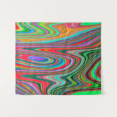 Trippy Red, Green and Blue Abstract Groovy Art Wandkleed (Voorkant (horizontaal))